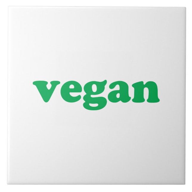 "vegan" grönt brev, vit bakgrund kakelplatta (Framsidan)