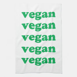 "vegan" grönt brev, vit bakgrund kökshandduk