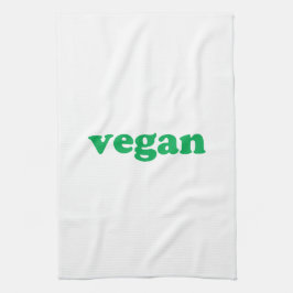 "vegan" grönt brev, vit bakgrund kökshandduk