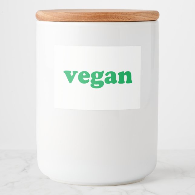 "vegan" grönt brev, vit bakgrund mat etiketter (Framsida)