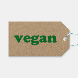 "vegan" grönt brev, vit bakgrund presentetikett