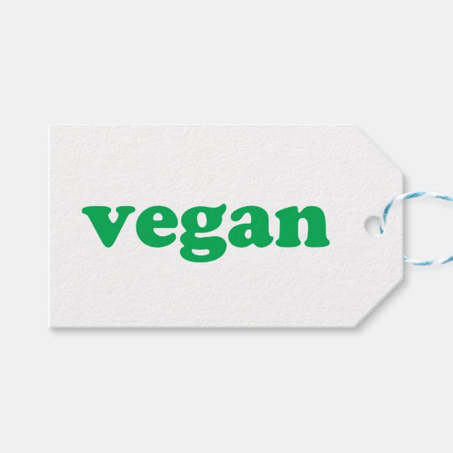 "vegan" grönt brev, vit bakgrund presentetikett (Framsidan (Horisontell))