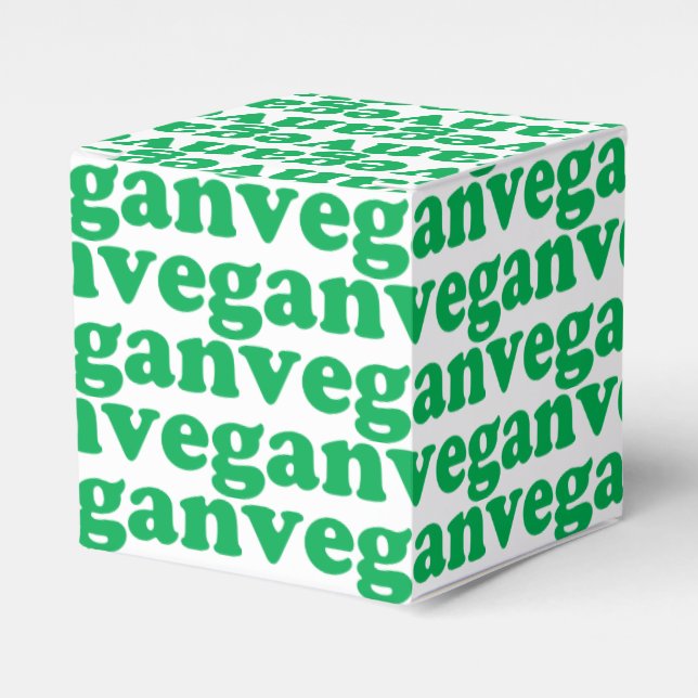 "vegan" grönt brev, vit mönster-gåva presentaskar (Framsidan Sidan)