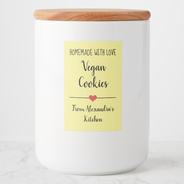 Vegan gult cookies mat etikett (Framsida)