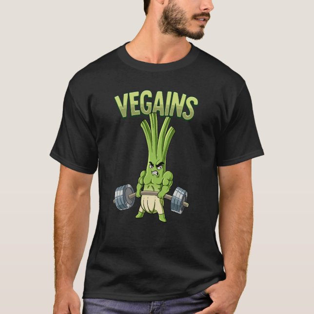 Vegan Gym Bodybuilding Vegains 1 T Shirt (Framsida)