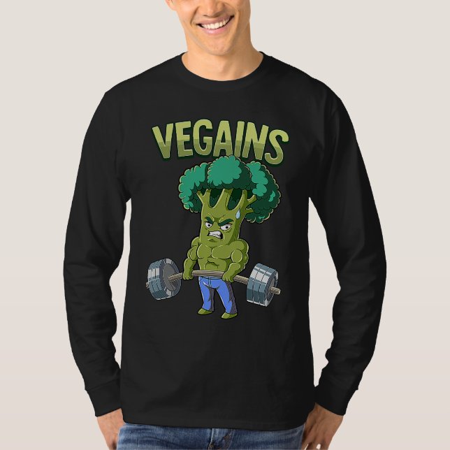 Vegan Gym Bodybuilding Vegains T Shirt (Framsida)