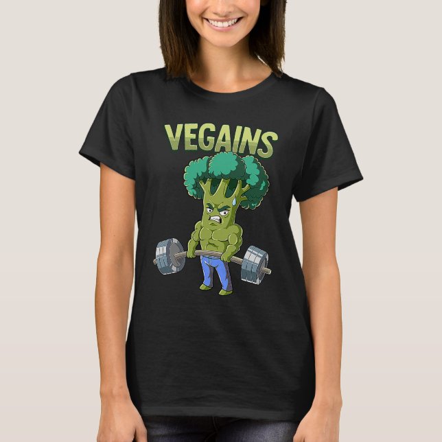 Vegan Gym Bodybuilding Vegains T Shirt (Framsida)