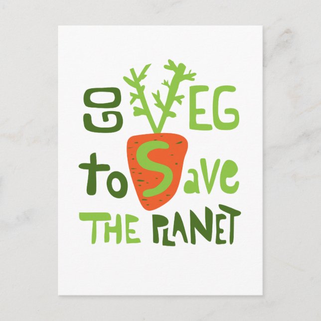 Vegan handskriven Slogan med morot vykort (Framsida)