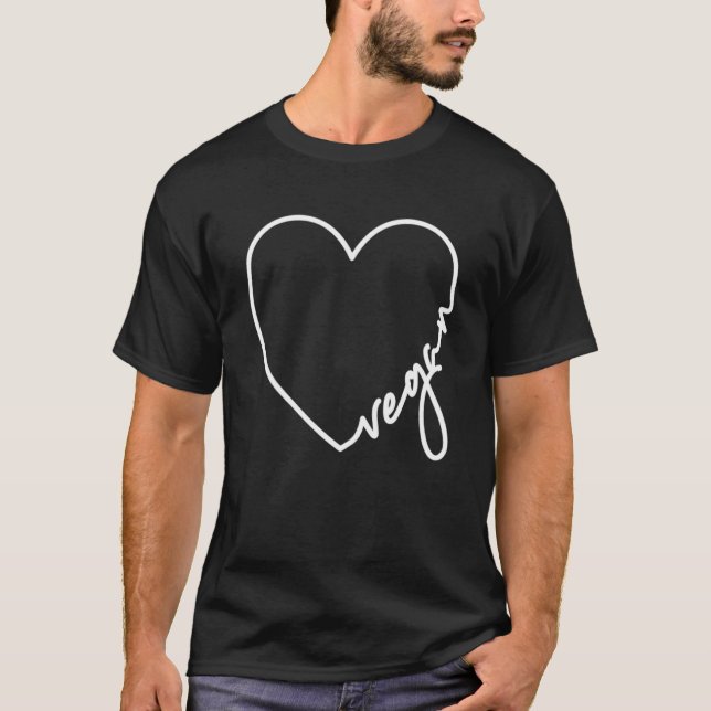 Vegan Heart Kärlek Vegan Food Heart för Vegans T Shirt (Framsida)