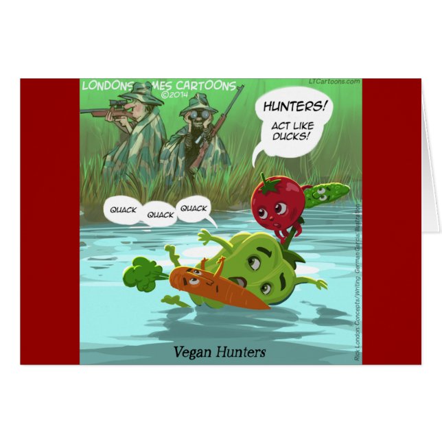 Vegan Hunters Funny Hälsningskort (Framsidan Horizontal)