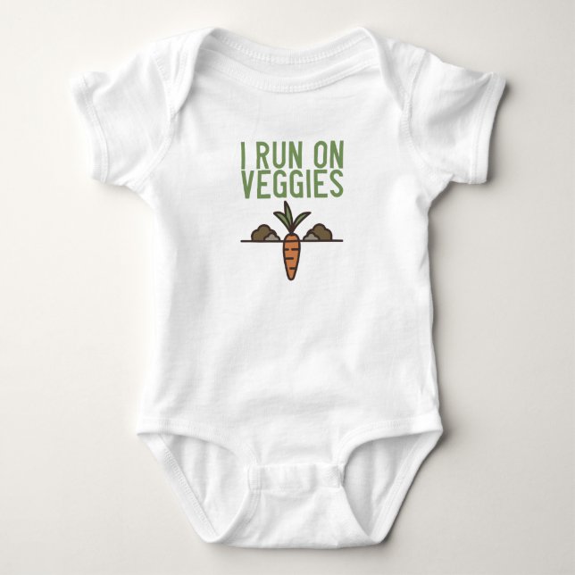 Vegan - I Springa på Veggies T Shirt (Framsida)