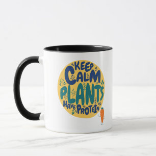 Vegan Keep Calm Växter Har Protein Vegetarianisk R Mugg