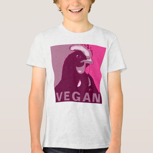 Vegan Kid Rosa Pop Art Inspired Chicken Tshirt T Shirt (Framsida)