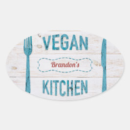 Vegan köks personlig Oval Stickers Ovalt Klistermärke