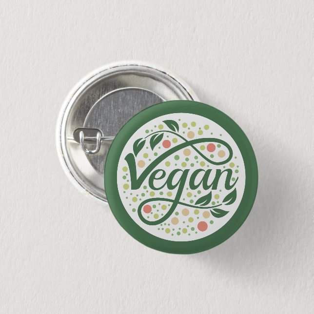 Vegan-Kreativets typografi med Grönt Löv Knapp (Framsida & baksida)