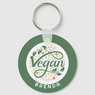 Vegan-Kreativets typografi med Grönt Löv Nyckelring