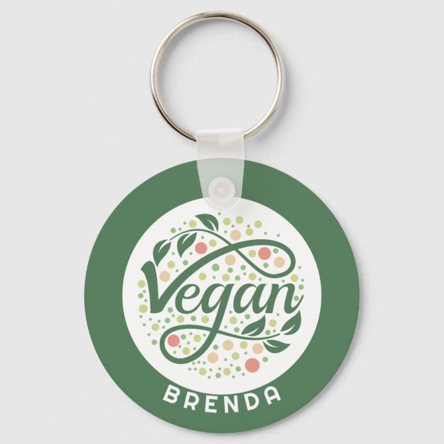 Vegan-Kreativets typografi med Grönt Löv Nyckelring (Framsida)