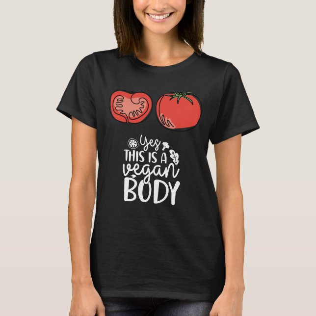 Vegan-kropp med tomat roligt t shirt (Framsida)