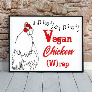 Vegan-kyckling W har roligt musik Citote Tupp Poster