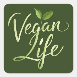 Vegan Life Fyrkantigt Klistermärke