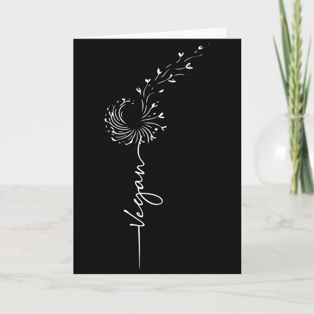Vegan Lifestyle Dandelion Line Art Vegan Plant Kort (Framsida)