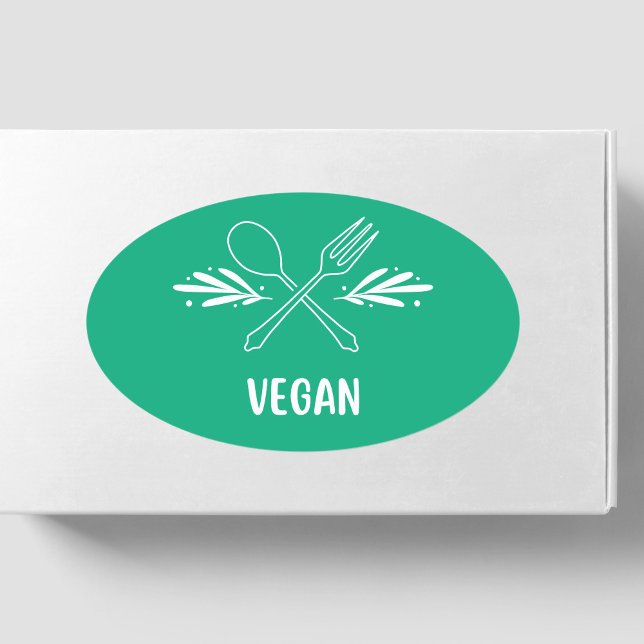 Vegan livsmedelsmärkning ovalt klistermärke (Skapare uppladdad)