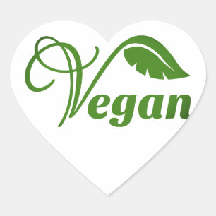 Vegan Logotyp Löv Hjärtformat Klistermärke