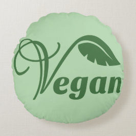 Vegan Logotyp Löv Rund Kudde