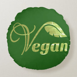 Vegan Logotyp Löv Rund Kudde