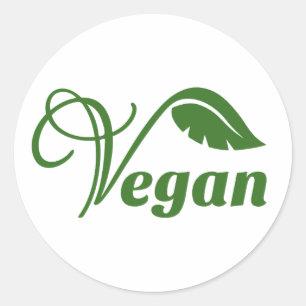 Vegan Logotyp Löv Runt Klistermärke