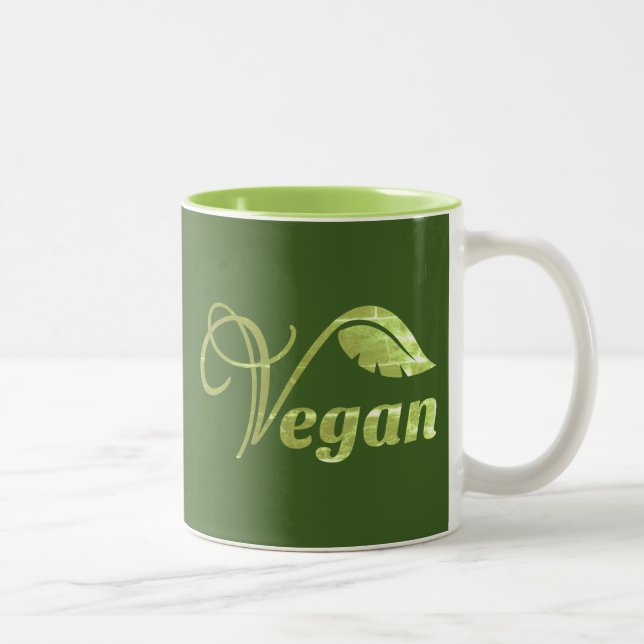 Vegan Logotyp Löv Två-Tonad Mugg (Höger)