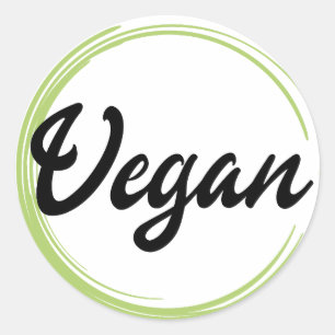 Vegan Logotyp Runt Klistermärke