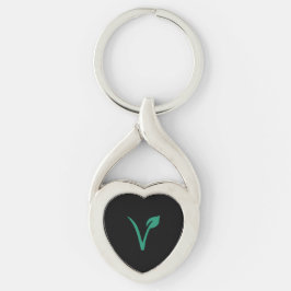 Vegan löv symbol twisted heart silverfärgad nyckelring