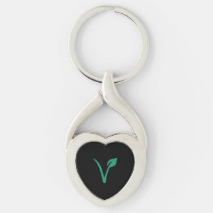 Vegan löv symbol twisted heart silverfärgad nyckelring