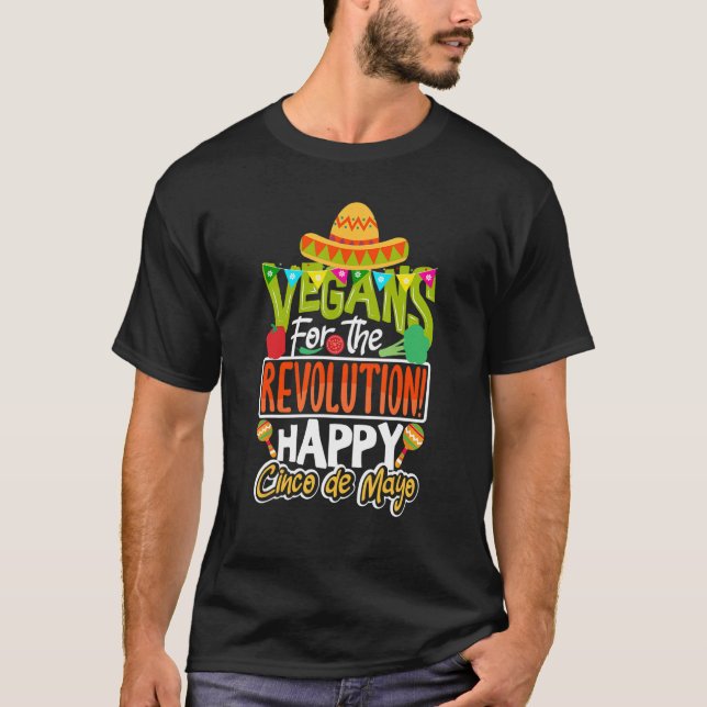 Vegan lycklig Cinco de Mayo T Shirt (Framsida)