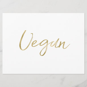 "Vegan"-matskylt Stilren förgylld handmålad text Inbjudningar