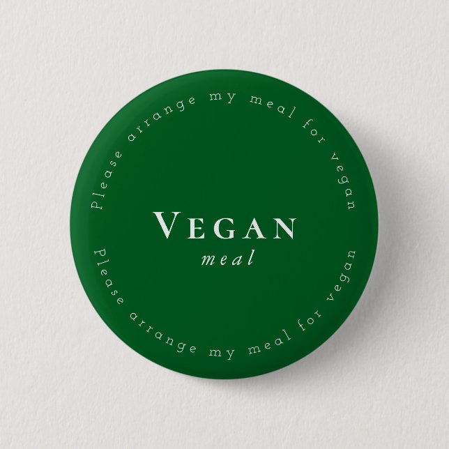 Vegan meal Request Badge, Dark-Green, White Knapp (Framsida)