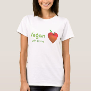 Vegan med all min hjärta (röd äpplehjärta) tröja