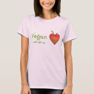 Vegan med hela mitt hjärta (rödäppelhjärta) t-shirt
