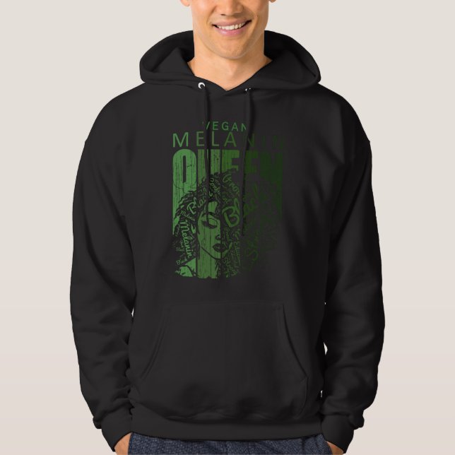 Vegan Melanin Queen Black Womans African American  Hoodie (Framsida)