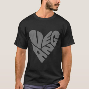 Vegan Modern Text Big Grått Heart - enkel design T Shirt