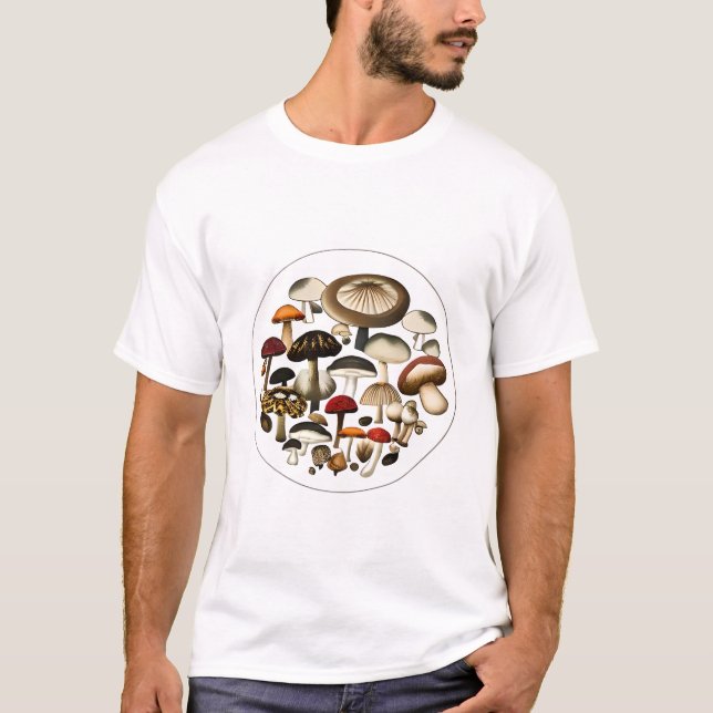 Vegan Mushroom Mönster T Shirt (Framsida)
