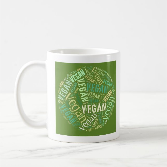 "Vegan" Ord-Moln Sphere & citationstecken Kaffemugg (Vänster)