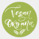 Vegan Organic Rustic Modern Calligraphy-Grönt Runt Klistermärke (Front)