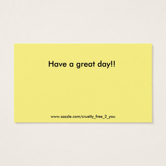 Vegan Outcome - tackkort Visitkort (Baksidan)