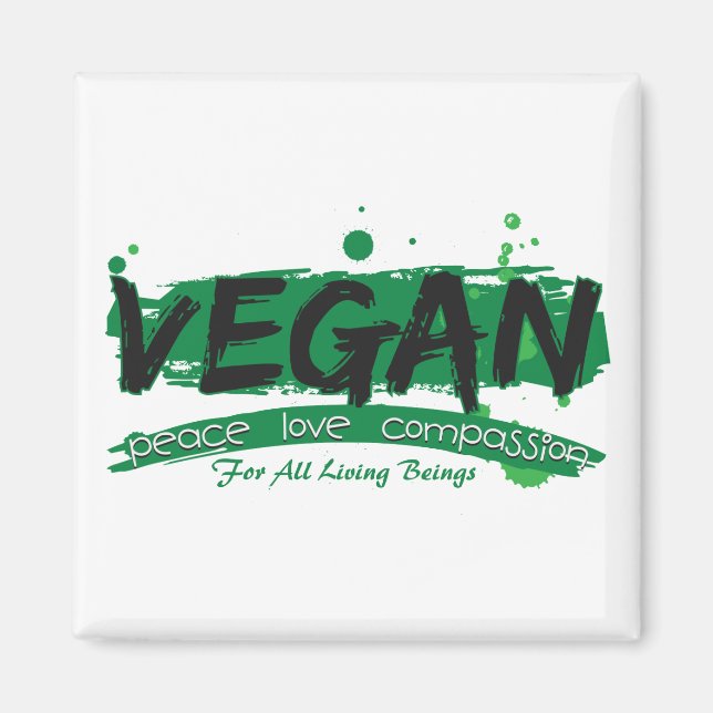 Vegan Peace Kärlek Compassion Magnet (Framsidan)