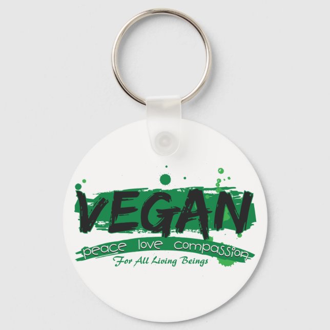Vegan Peace Kärlek Compassion Nyckelring (Framsida)