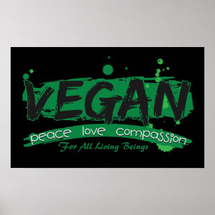 Vegan Peace Kärlek Compassion Poster