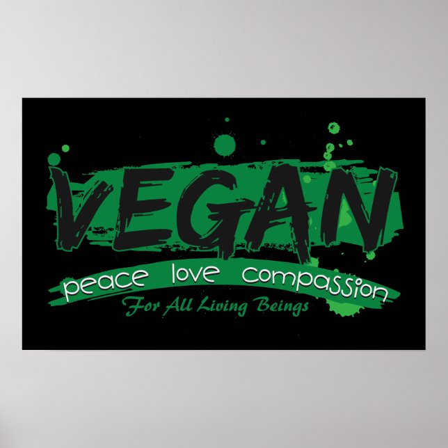 Vegan Peace Kärlek Compassion Poster (Framsidan)