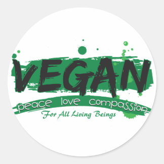 Vegan Peace Kärlek Compassion Runt Klistermärke